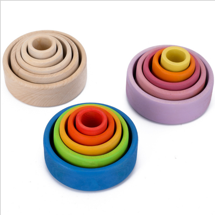 Rainbow blocks stacking bowl