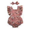 Cassie Floral Ruffled  Romper with Topknot Headband