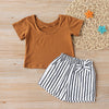Clarisse Plain Shirt & Stripe Pocket Short