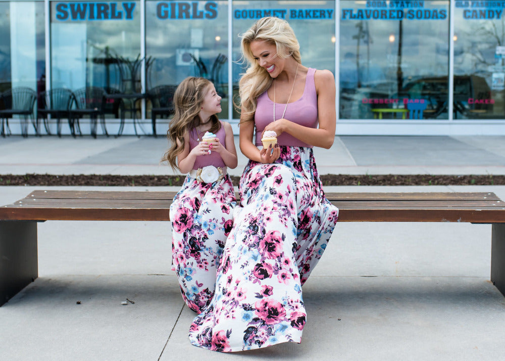 Mother Daughter Twinning Floral Skirt Maxi Dress