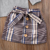 Hazel Ruffled Gray Sleeve & Plaid Checkered Skirt