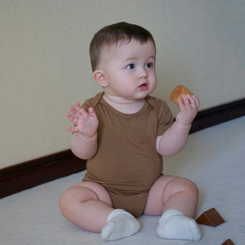 Tim Short Sleeve Romper with Snap Button
