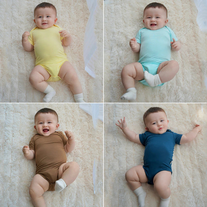 Tim Short Sleeve Romper with Snap Button
