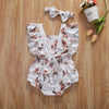 Cassie Floral Ruffled  Romper with Topknot Headband