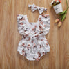 Load image into Gallery viewer, Cassie Floral Ruffled  Romper with Topknot Headband