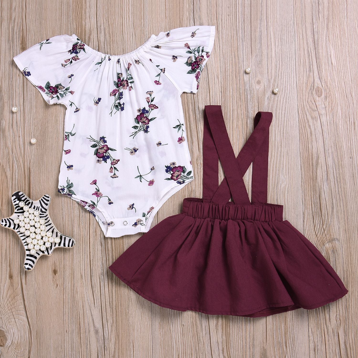 Patricia Floral Romper & Suspender Skirt