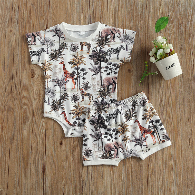 Peter Jungle Print Shirt Romper & Short