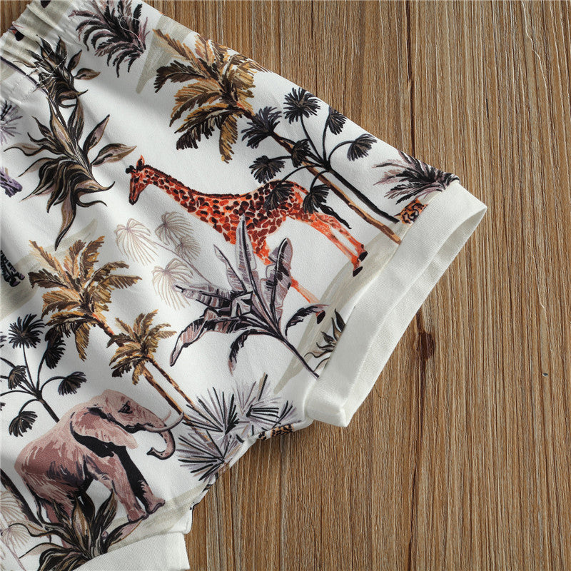 Peter Jungle Print Shirt Romper & Short