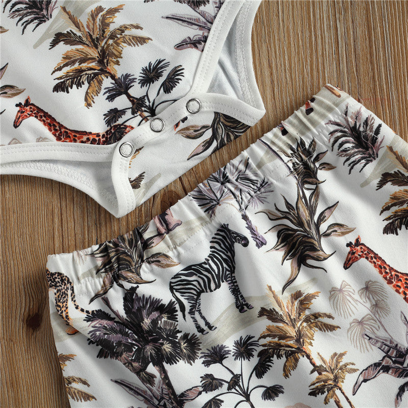 Peter Jungle Print Shirt Romper & Short