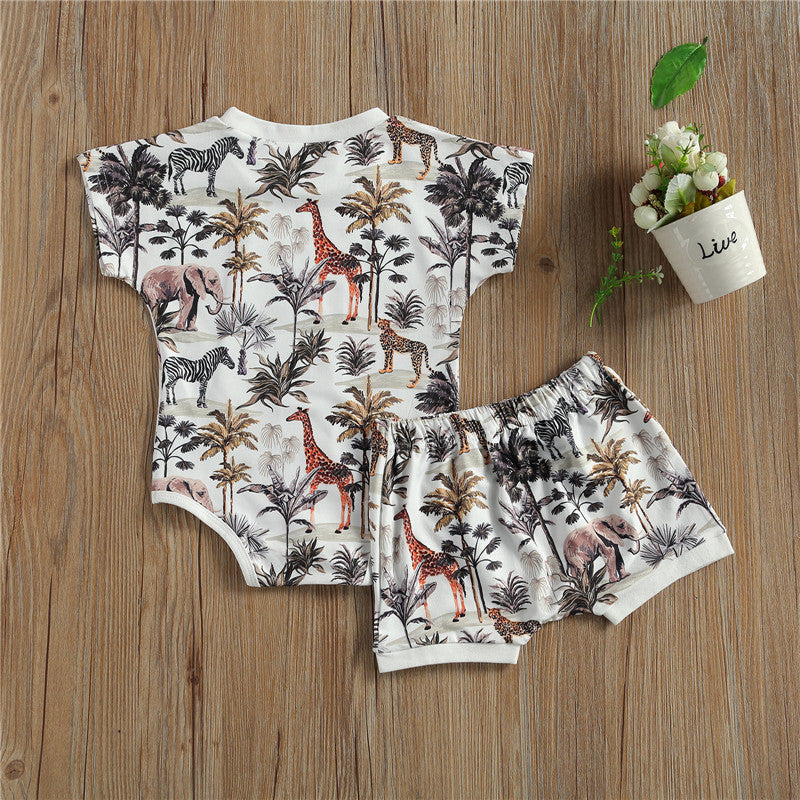 Peter Jungle Print Shirt Romper & Short