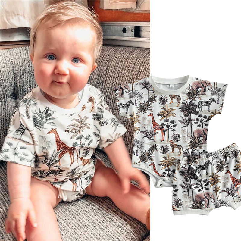 Peter Jungle Print Shirt Romper & Short