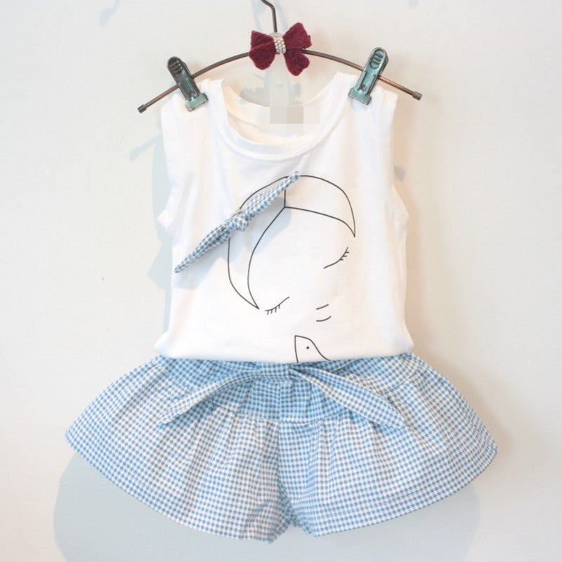 AiLe Rabbit  Shirt & Hip Knot Plaid Short