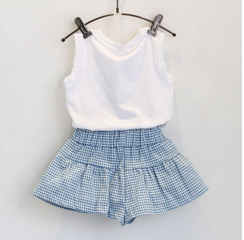 AiLe Rabbit  Shirt & Hip Knot Plaid Short