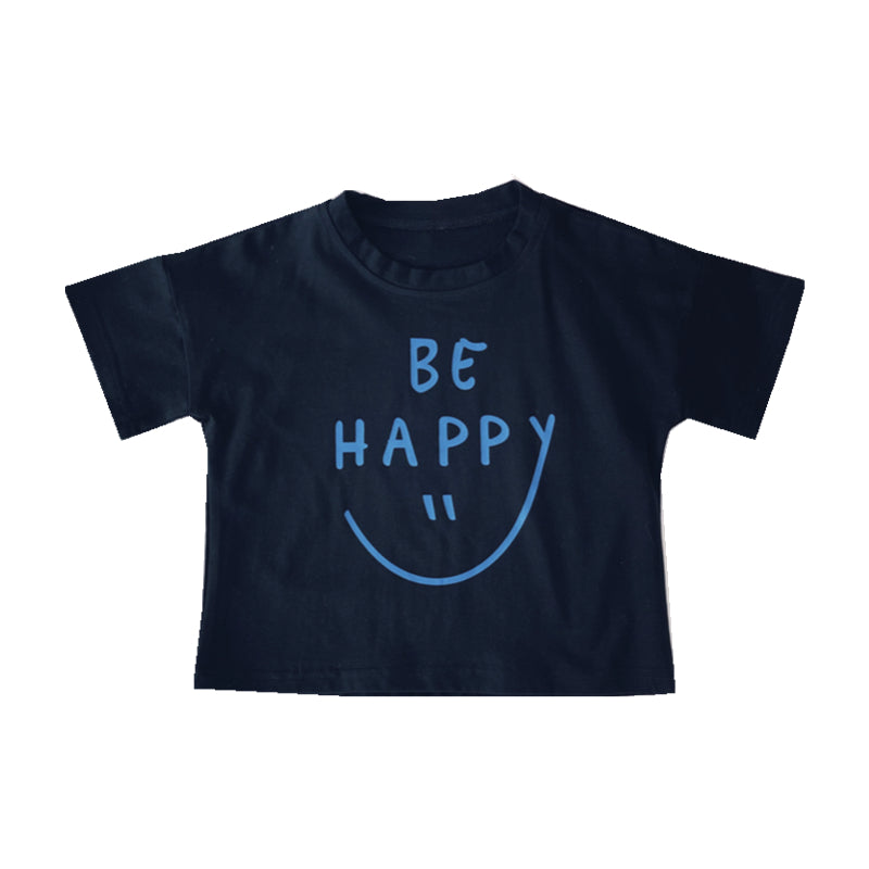 Be Happy Print Cotton T-shirt