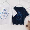 Be Happy Print Cotton T-shirt