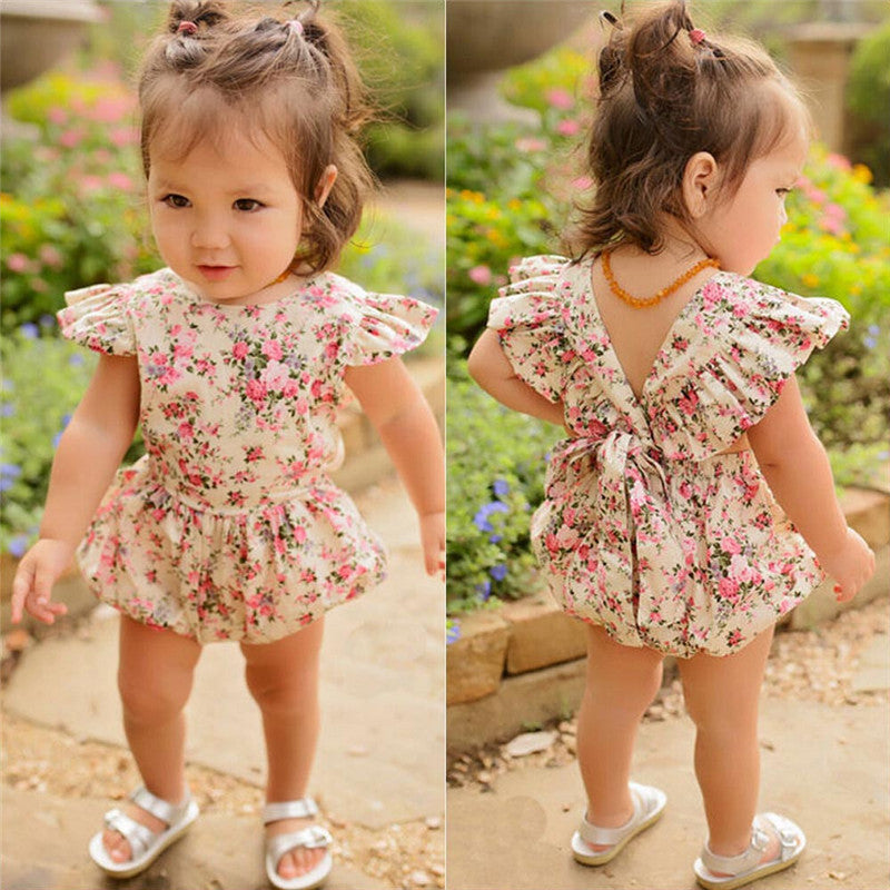 Bella Floral Ruffle Sleeve Romper