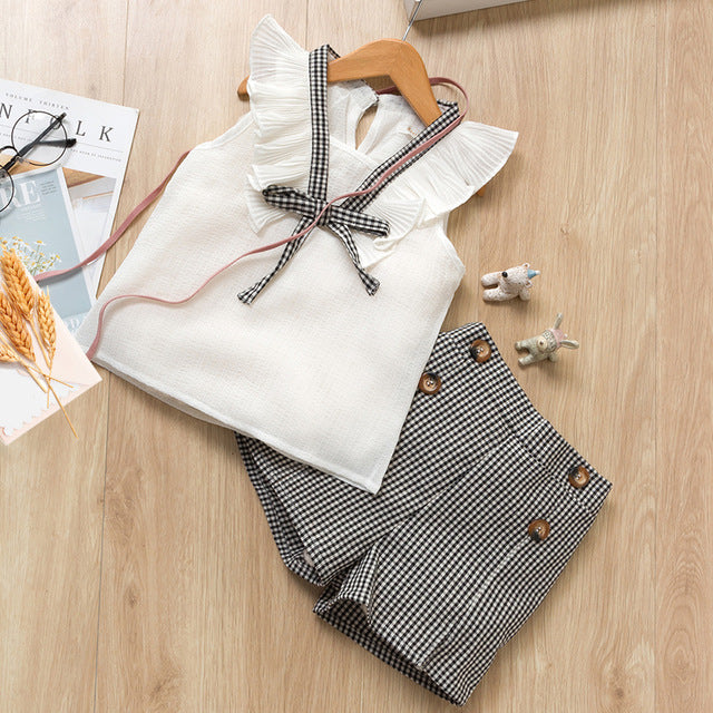 Barbara Fluff Sleeveless Shirt & Plaid Short