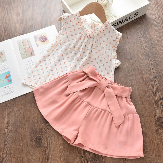 Carmie Dotted Sleeveless & Hip Knot Shirt