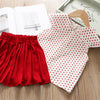 Heart Short Sleeve Blouse & Pleated Skirt