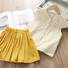 Heart Short Sleeve Blouse & Pleated Skirt