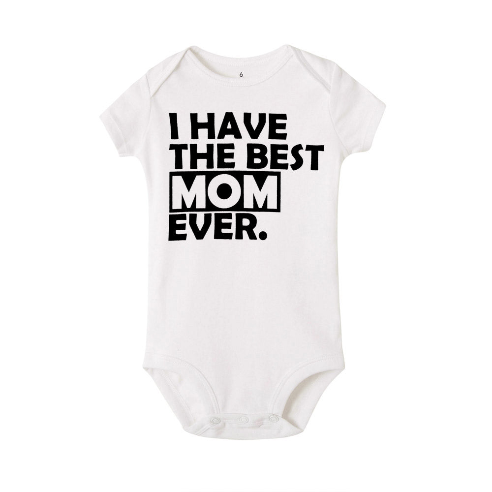 Best Mom and Dad White Cotton Romper