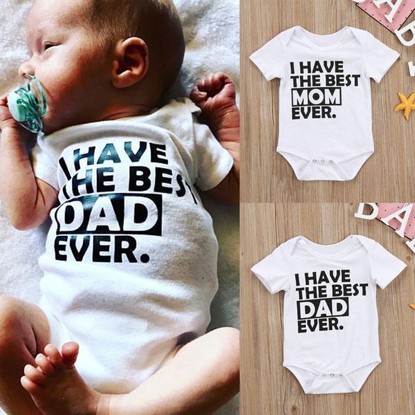 Best Mom and Dad White Cotton Romper