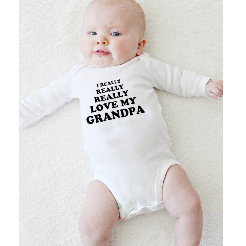 Love My Grandpa Print Short-sleeved Romper