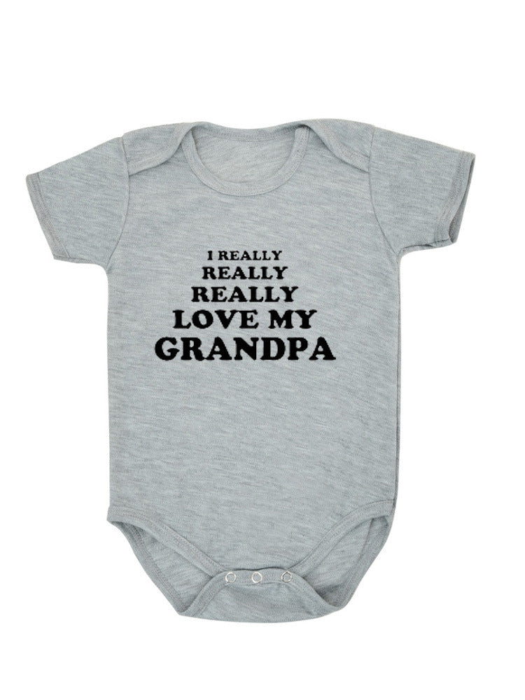 Love My Grandpa Print Short-sleeved Romper