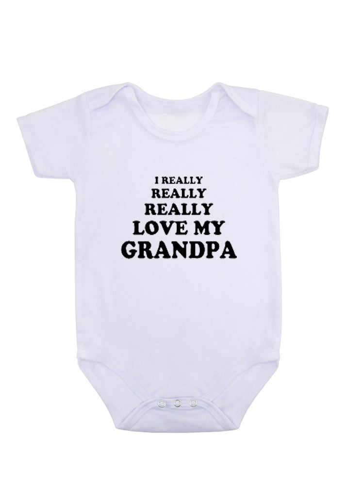 Love My Grandpa Print Short-sleeved Romper