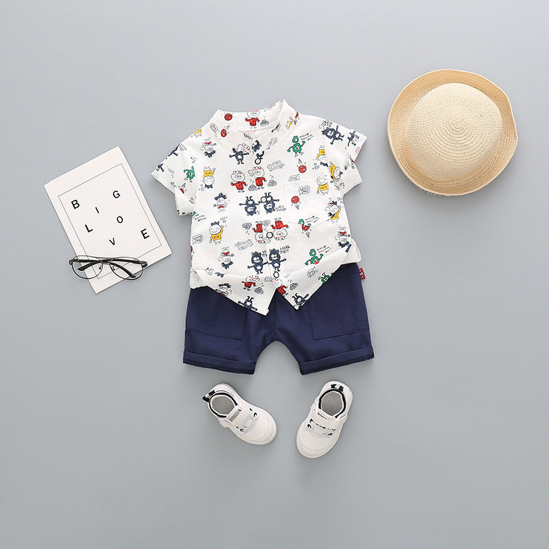 Dexter Garfield Print Polo & Blue Short