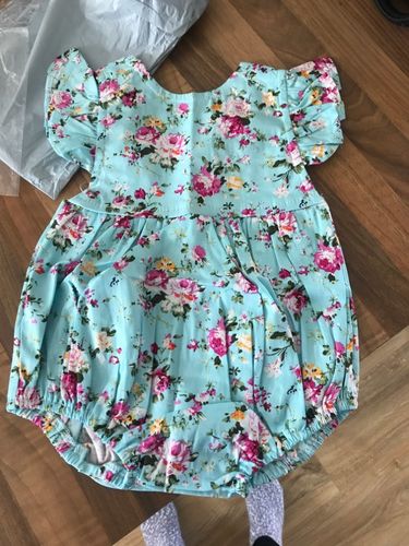 Amara Floral Blue Ruffled Romper