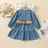 Chaisse Long Sleeve Denim Princess Dress With Belt