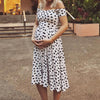 Off Shoulder Dots Maternity Dress