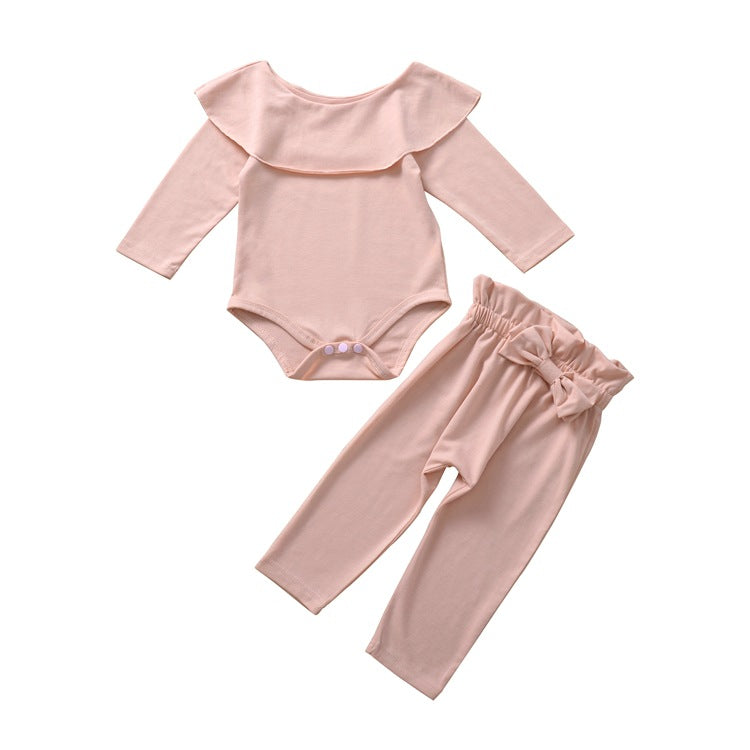 Bertha Collar Romper & Bow Knot Pants