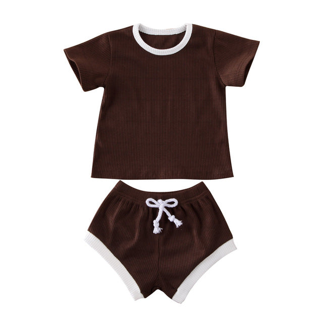 Jasmine Waffle Contrast Shirt & Drawstring Short