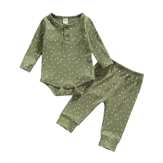 Gebriel Ribbed Polka Dot Romper & Pants