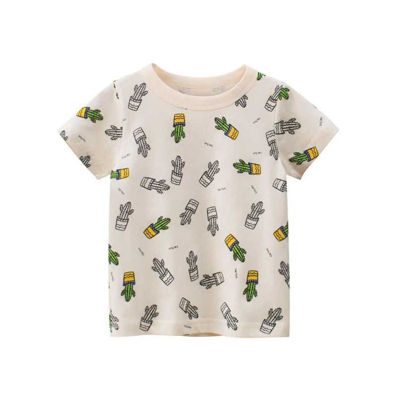 Noah Cactus Print T-shirt in Beige