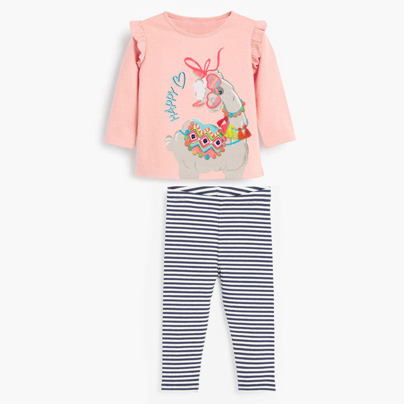 Mabel Pony Print Long Sleeve Shirt & Striped Leggings