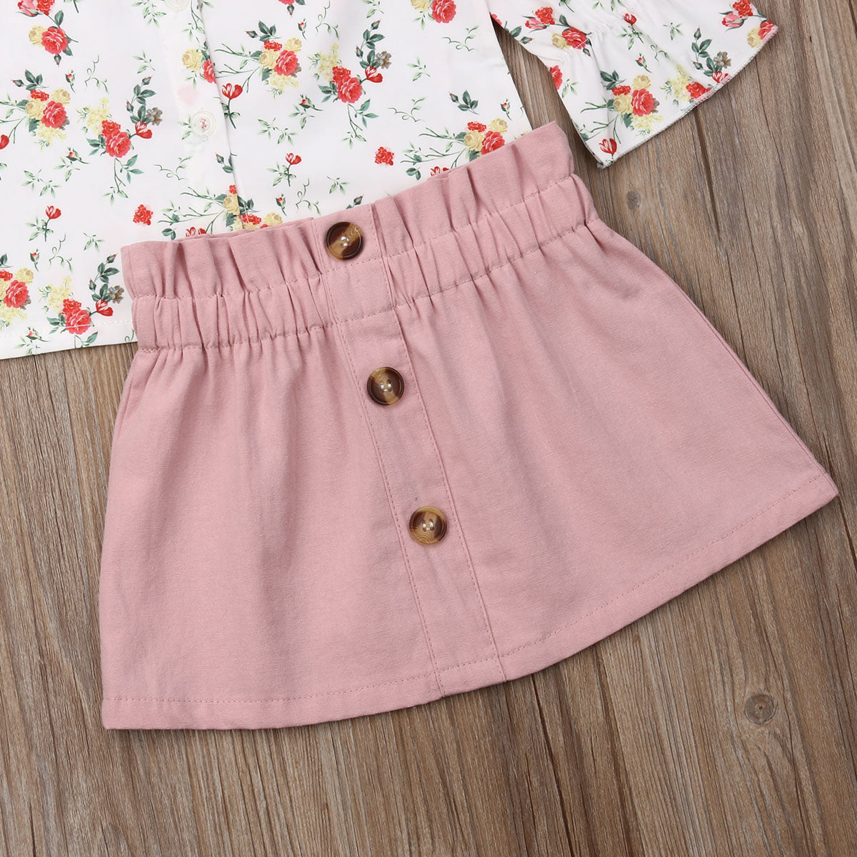 Sabine Floral Long Sleeve Shirt & Button Skirt