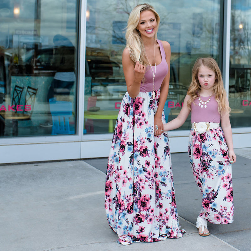 Mother Daughter Twinning Floral Skirt Maxi Dress