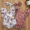 Cassie Floral Ruffled  Romper with Topknot Headband