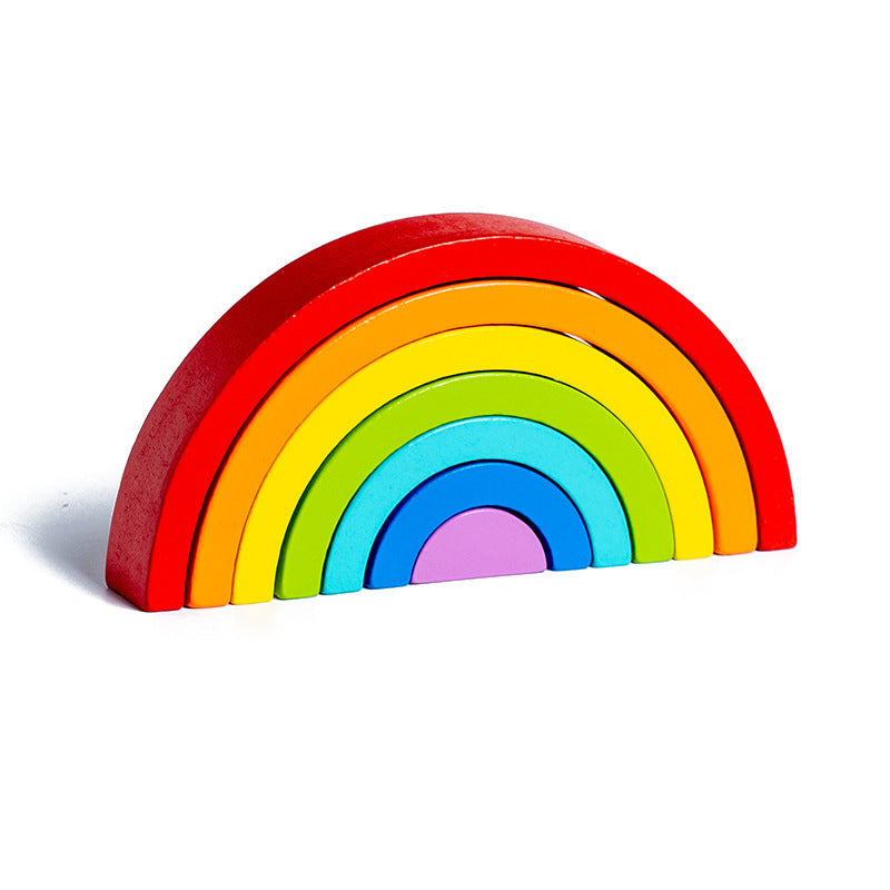 Children's Puzzles To Build Rainbow Wooden Blocks And Cognitive Ornaments