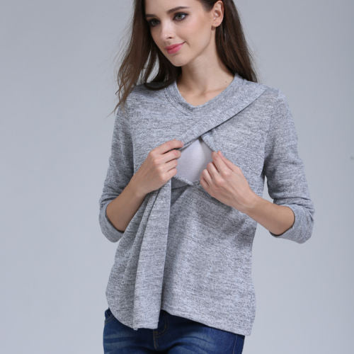 Long Sleeve Multifunctional Maternity Fashion Shirt