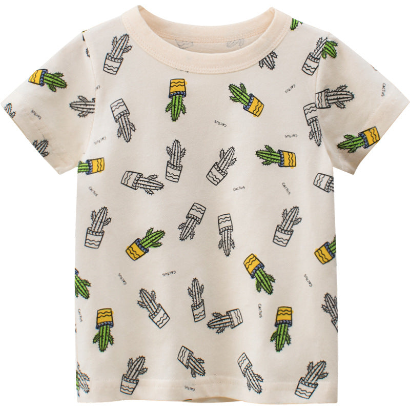 Noah Cactus Print T-shirt in Beige