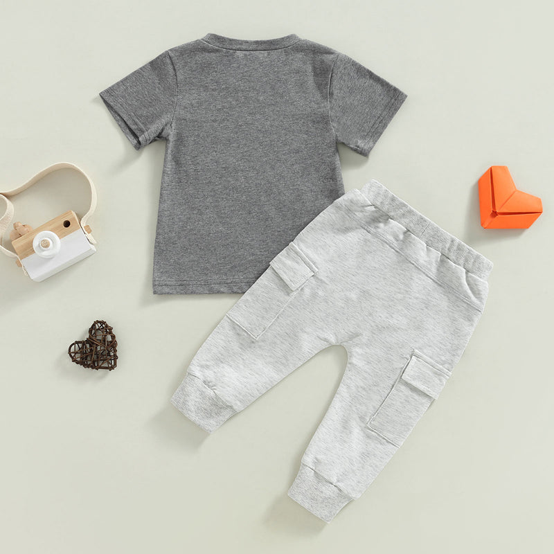 Lover Boy Print T-shirt & Drawstring Pocket Pants