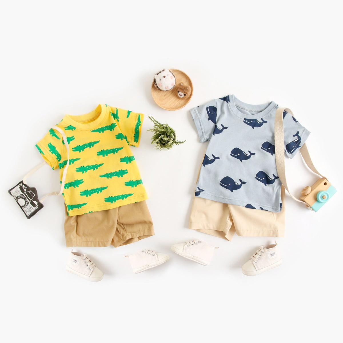 Kit Animal Cotton Shirt and Drawstring Short Set