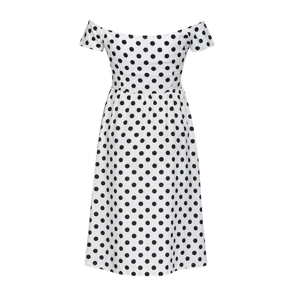 Off Shoulder Dots Maternity Dress