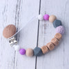 Wood Silicone Beads Pacifier Clip for Baby