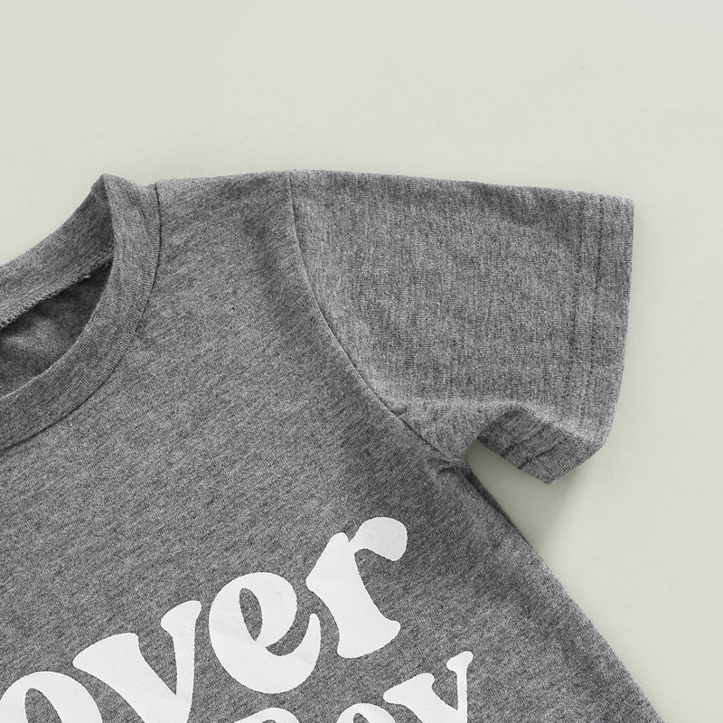 Lover Boy Print T-shirt & Drawstring Pocket Pants