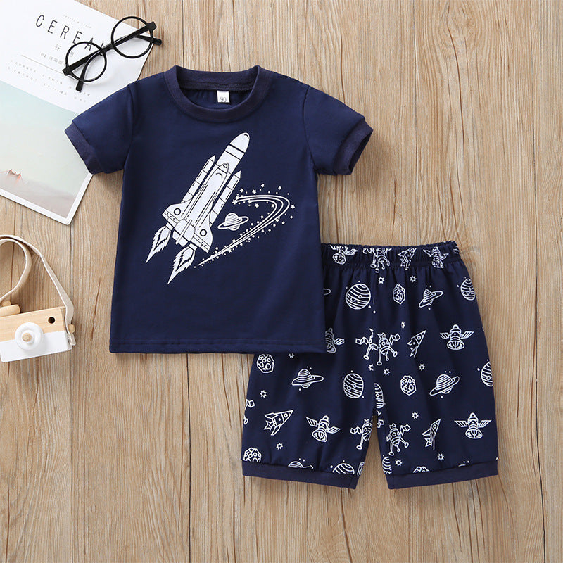 Space Rocket Print T-Shirt and Short
